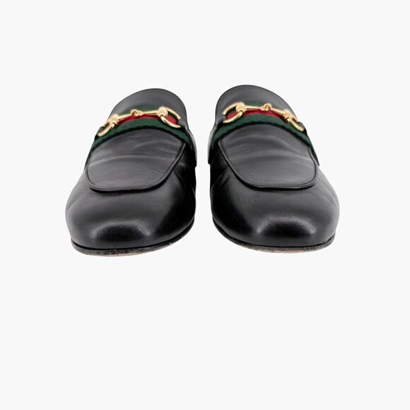 Gucci Princetown Web Stripe Horsebit Loafer Mule Size 36 US 6 Black Leather Flat - Picture 6 of 14